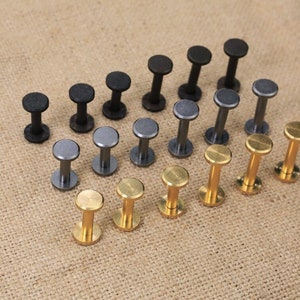 10 Sets 15mm 20mm Solid brass Chicago screws rivets for leather , matte black silver long sex bolt belt screws H08-CSXLS