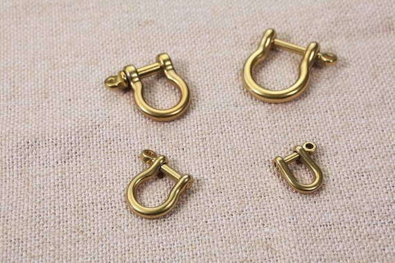 2 PCS Solid Brass D Ring Screw Shackle: Leather Craft Hardware