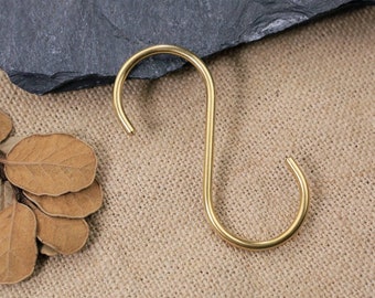 Heavy duty solid brass S hook for hanging plants , brass Pot Rack Hooks ,brass towel hook hat hooks H09-BGSH
