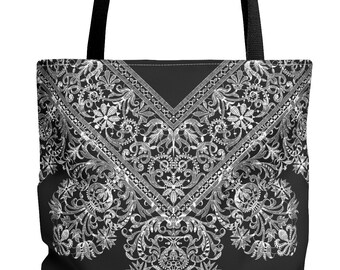 Luxury Lace Black Tote Bag