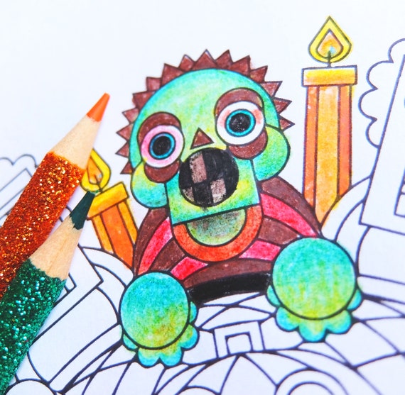 Halloween Mandala Coloring Page Zombie Horde Printable Etsy