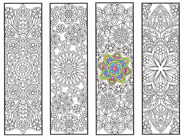 Coloring Bookmarks Advanced Flower Mandalas Page 2