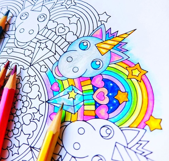 Rainbow Unicorn Mandala Coloring Page printable coloring ...