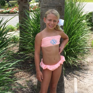 NEW COLORS!!Girls PreTeen Monogrammed Personalized Seersucker Bikini  Swimsuit Bathing Suit