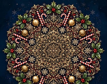 Christmas Mandala Coloring Pages, 50 Festive Holiday Mandala Designs PDF, Printable Instant Digital Download