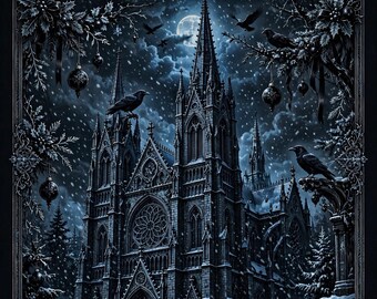 Gothic Christmas Coloring Pages, 50 Victorian Dark Goth Holiday Coloring Sheets PDF, Printable Digital Download