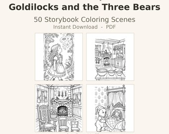 Fairy Tale Coloring, Goldilocks and the Three Bears, 50 Victorian Storybook Scenes (PDF)