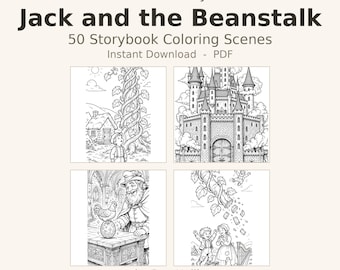 Fairy Tale Coloring, Jack and the Beanstalk Storybook Pages, 50 Victorian Scenes (PDF)