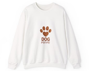 Dog Mom Sweatshirt, Heart Paw Print Design, Funny Dog Lover Gift for Women