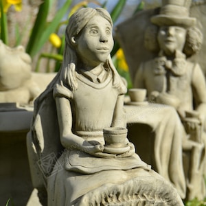 Alice Figurine - Alice in Wonderland Handmade Stone Garden Statue Ornament