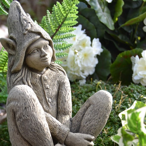 Foxglove the Elf Stone Garden Ornament Etsy UK