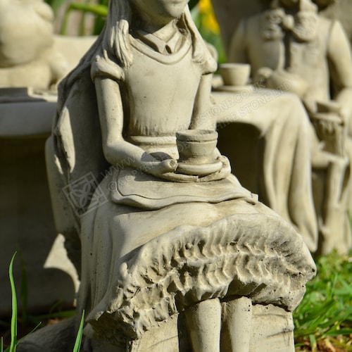 Alice Figurine - Alice in Wonderland Handmade Stone Garden Statue Ornament