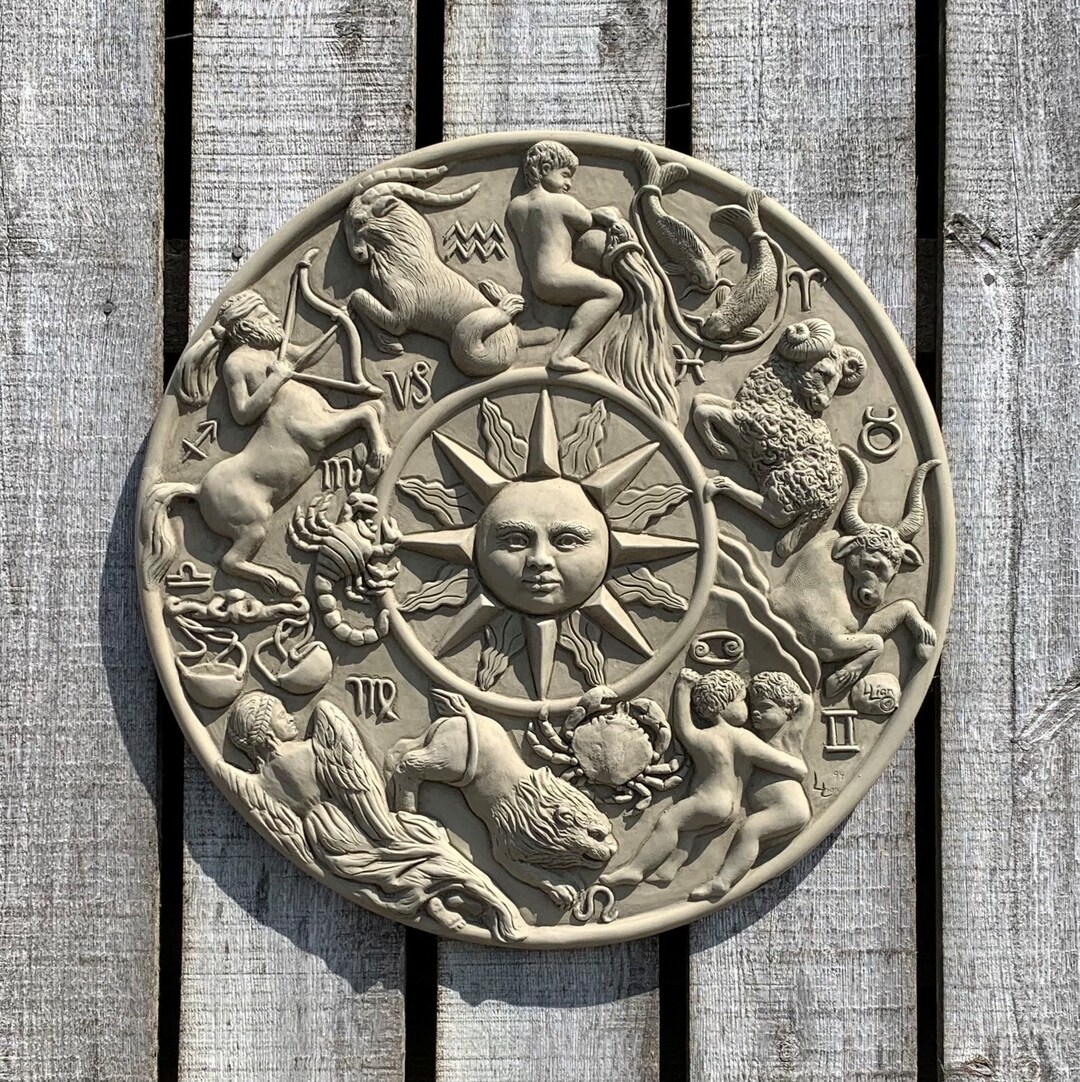 Zodiac Astrology Wall Plaque Stone Garden Ornament Etsy