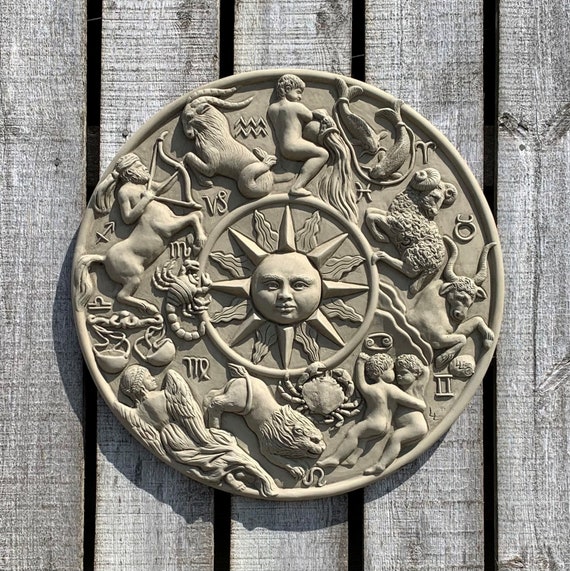 Zodiac Astrology Wall Plaque Stone Garden Ornament Etsy