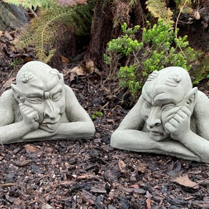 Bill and Ted - The Cheeky Gargoyles Handmade Stone Garden Ornaments