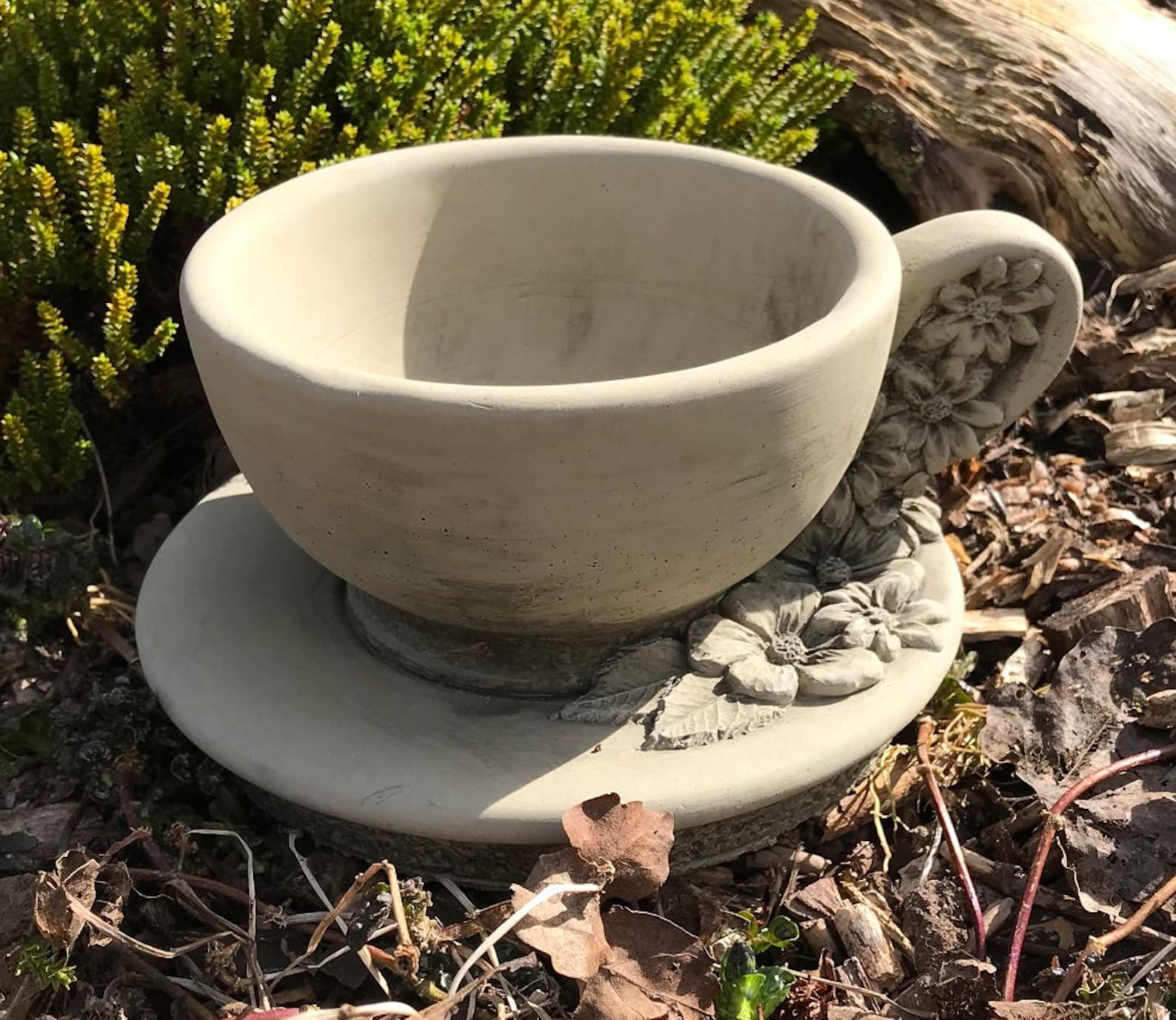 Tea Cup and Saucer Planter Stone Garden Ornament Etsy UK
