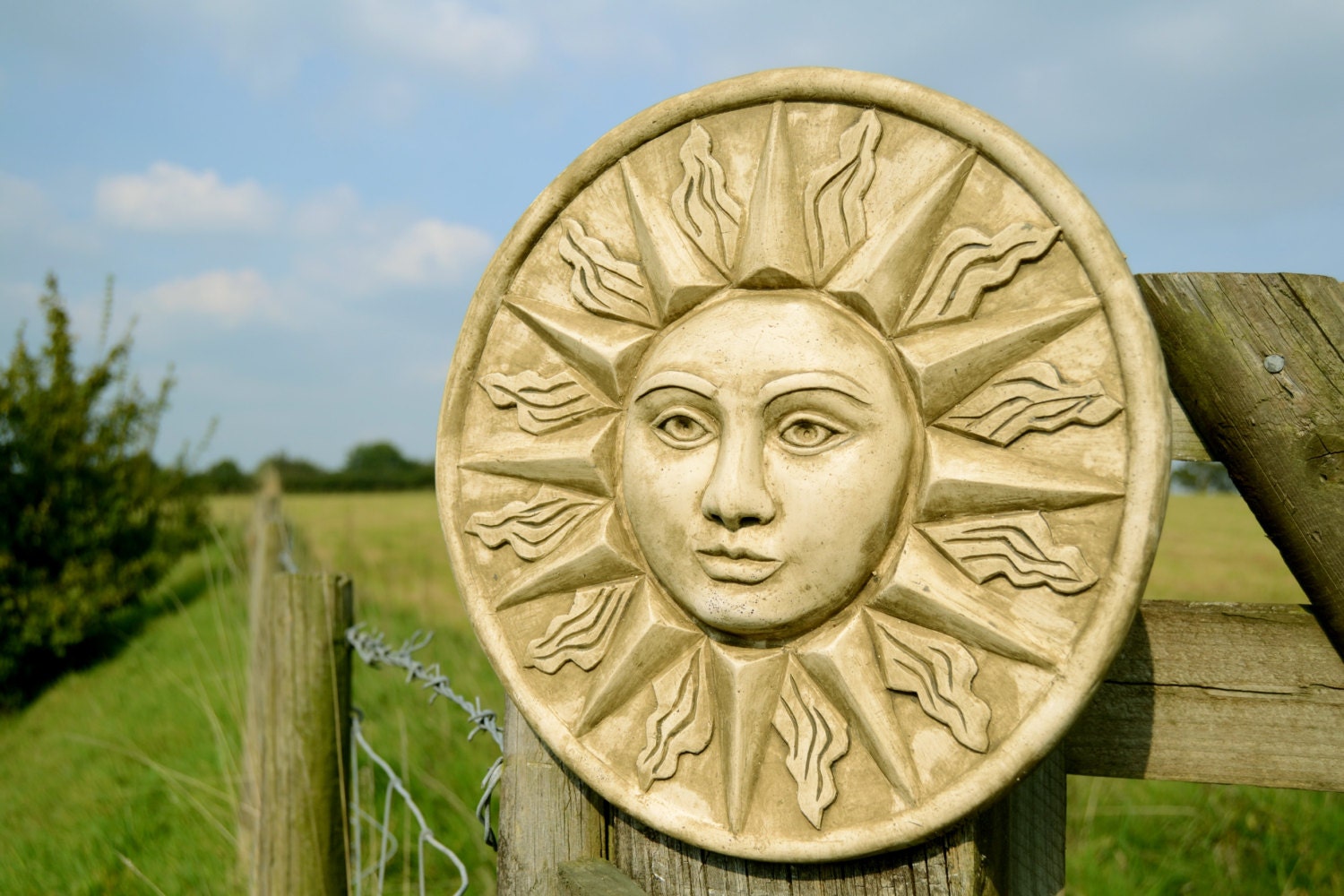 Small Sun Wall Plaque Stone Garden Ornament Etsy UK