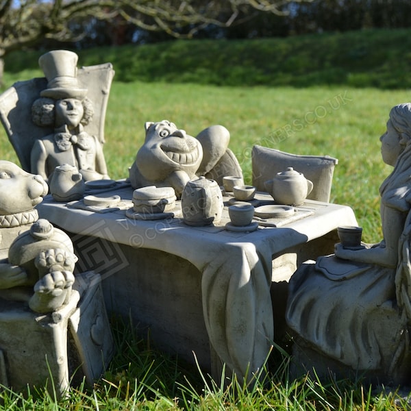 Alice in Wonderland Tea Party Set Stone Garden Ornaments