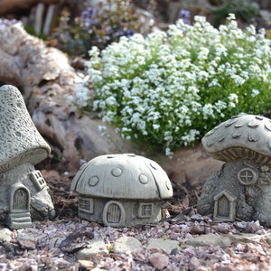 Fairy Mushroom House Set Stone Garden Ornament