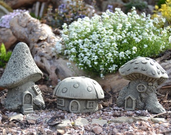 Fairy Mushroom House Set Stone Garden Ornament