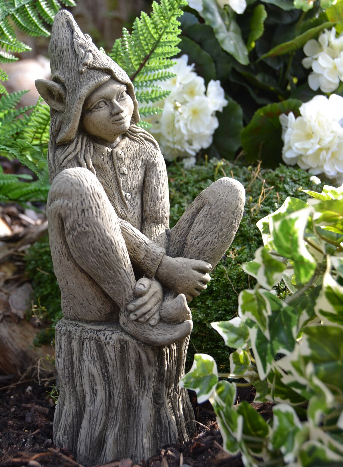 Foxglove the Elf Stone Garden Ornament Etsy UK