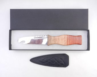 African Bubinga Sgian Brew: Scottish Kilt Knife with Leather Sheath