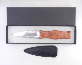 Burr Wych Elm Sgian Dubh: Scottish Kilt Knife with Wild Cherry