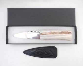 Natural Sgian Dubh: Red Deer Antler Scottish Kilt Knife