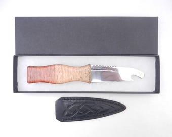Sgian Brew: African Bubinga Kilt Knife with Leather Sheath