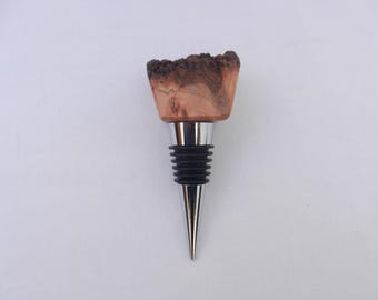 Scottish Burr Wych Elm Wine Bottle Stopper: Rustic Wooden Bar Gift