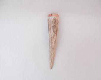 Red Deer Antler Kilt Pin: Scottish Burr Elm Sapwood Gift