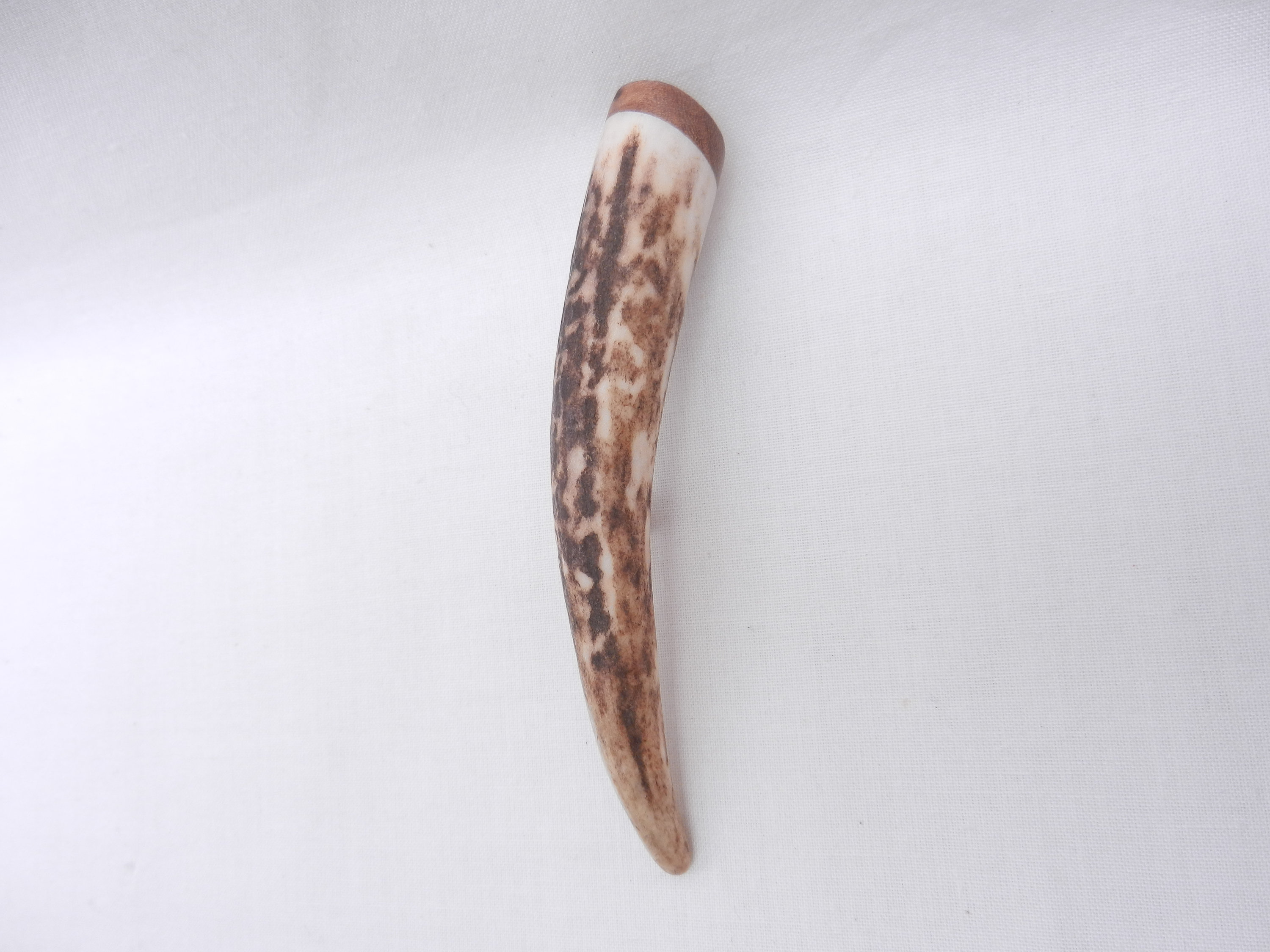 Image of Kilt Pin in Scottish Red Deer Stag Antler & Burr Wych Elm, Gift, Antler Wedding Groom Best Man Gift