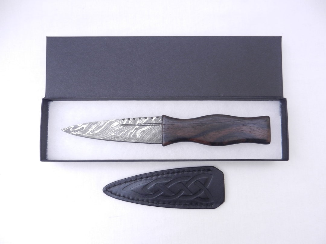 Macassar Ebony and African Blackwood Damascus Steel Sgian Etsy