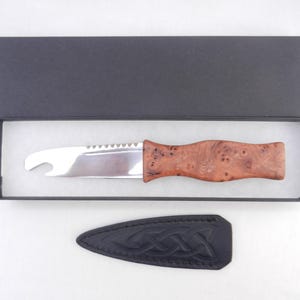 Sgian Brew in Scottish Burr Wych Elm and Wild Cherry, sgian dubh, Scottish gift, wedding gift, groom gift, mens gift