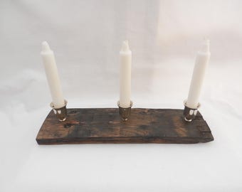 Oak Whisky Cask Stave Candle Holder: Triple Candle Gift