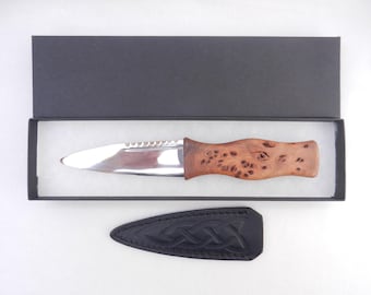 Burr Wych Elm Sgian Dubh: Scottish Kilt Knife with Wild Cherry