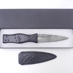 Sgian Dubh Damascus Steel &quot;Black Burr&quot;, Scottish gift, wedding gift, groom gift, mens gift