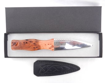 Sgian Dubh in Burr Wych Elm and Sweet Chestnut, Scottish knife, skene duh, Scottish gift, Wedding gift, Groom gift, Best Man gift, mens gift