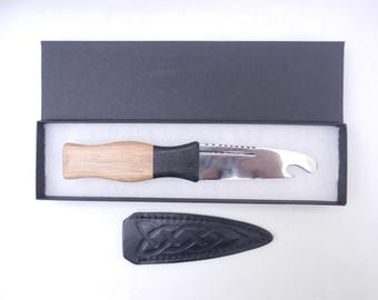 Sgian Brew in Scottish Oak and Bog Oak, bottle opener, antler gift, wedding gift, groom gift, best man gift, mens gift