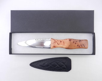 Burr Wych Elm Sgian Dubh: Scottish Highland Dress Knife