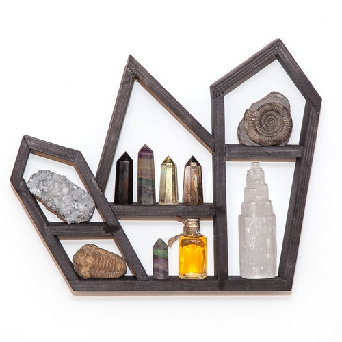 Crystal Cluster Wooden Crystal Shelf Etsy UK