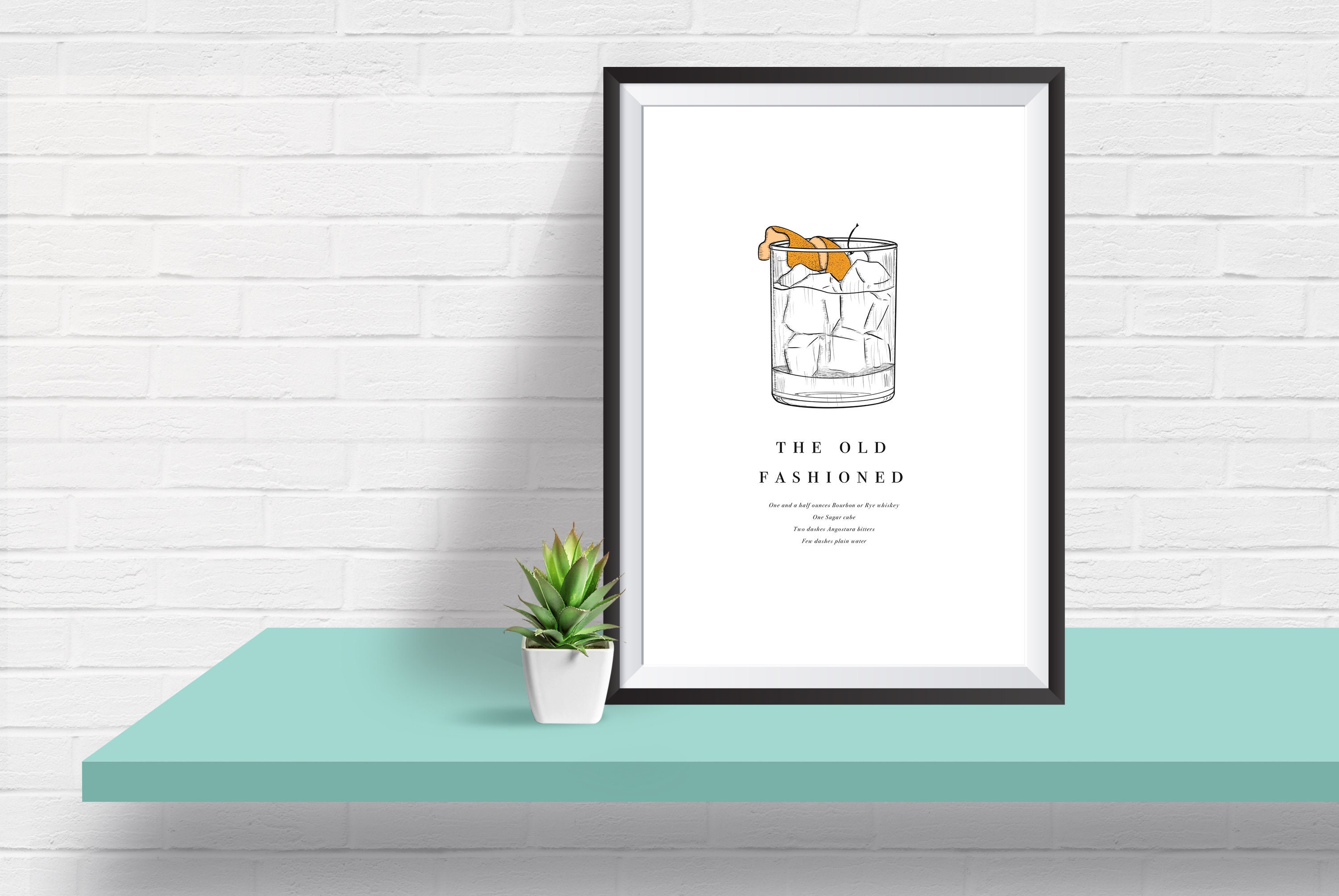 The Old Fashioned Cocktail Recipe Printable Illustration