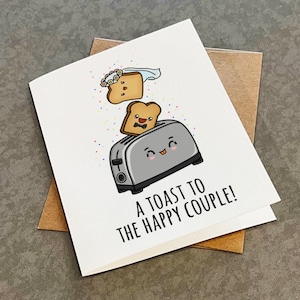 A Toast To The Happy Couple, Funny Wedding Day Card, Cute Getting Card For Just Married Couple, Newly Wed Congratulations Card