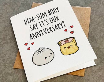 Dim Sum Anniversary Card For Wife, Cute Foodie Anniversary Card For Boyfriend, Funny Anniversary Card For Him, Card For Her