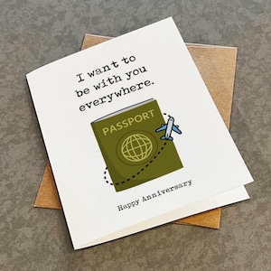 Jolie carte d'anniversaire pour couple voyageant, je veux être avec vous partout, adorable et douce carte de voeux d'anniversaire, voyageur du monde