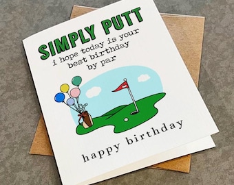 Golf Happy Birthday Card, Best Birthday By Par, Golf Lover Birthday Card, Sports Themed Birthday Card For Husband, Funny Birthday Card Pun