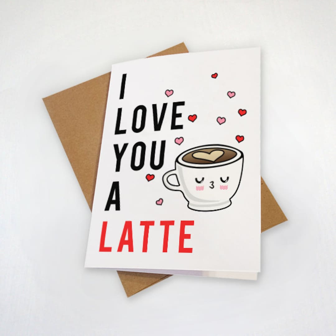 Cute Kawaii Coffee Pun Valentine's Card Card I Love You - Etsy Canada