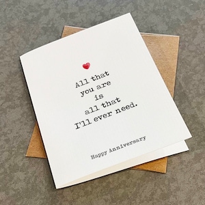 Tout ce dont j'ai besoin - Anniversaire sentimental pour elle, carte d'anniversaire affectueux et aimant pour petit ami, carte de premier anniversaire pour femme