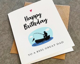 Dad Birthday Card With Fishing Theme: 'A Reel Great Dad' - Awesome Birthday Card For Grandpa