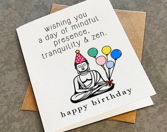 Mindful Zen Birthday Card: Yoga Teacher Gift